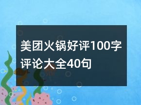 美團火鍋好評100字評論大全40句
