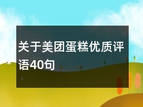 關(guān)于美團(tuán)蛋糕優(yōu)質(zhì)評語40句