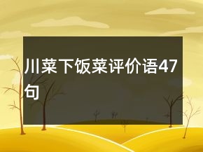 川菜下飯菜評價語47句