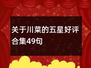 關于川菜的五星好評合集49句