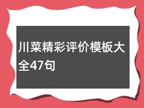 川菜精彩評(píng)價(jià)模板大全47句