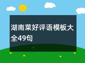湖南菜好評語模板大全49句