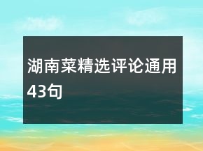 湖南菜精選評(píng)論通用43句