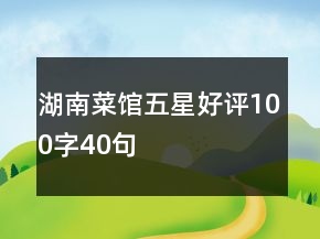 湖南菜館五星好評100字40句