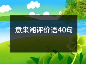 意來湘評(píng)價(jià)語(yǔ)40句