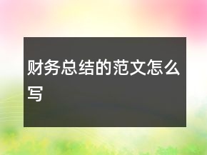 財務總結(jié)的范文怎么寫