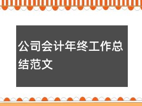 公司會(huì)計(jì)年終工作總結(jié)范文