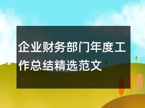 企業(yè)財務(wù)部門年度工作總結(jié)精選范文