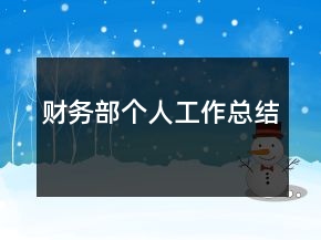 財務(wù)部個人工作總結(jié)