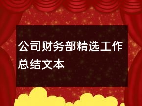 公司財務(wù)部精選工作總結(jié)文本