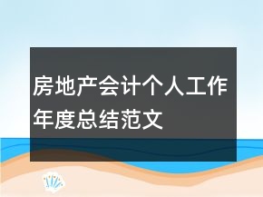 房地產(chǎn)會計個人工作年度總結(jié)范文
