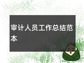 審計人員工作總結(jié)范本