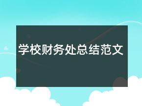 學(xué)校財(cái)務(wù)處總結(jié)范文