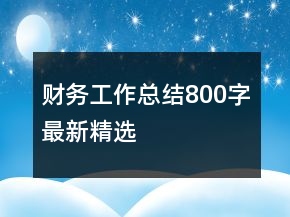財(cái)務(wù)工作總結(jié)800字最新精選