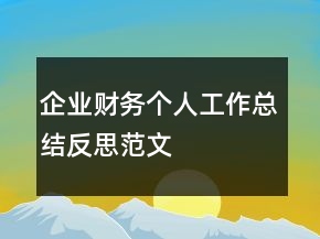 企業(yè)財(cái)務(wù)個(gè)人工作總結(jié)反思范文