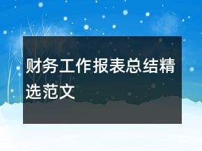 財(cái)務(wù)工作報(bào)表總結(jié)精選范文