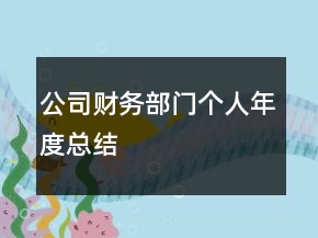 公司財(cái)務(wù)部門個(gè)人年度總結(jié)