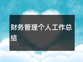 財(cái)務(wù)管理個(gè)人工作總結(jié)