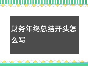 財(cái)務(wù)年終總結(jié)開(kāi)頭怎么寫(xiě)