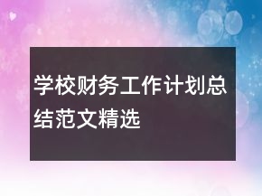 學(xué)校財(cái)務(wù)工作計(jì)劃總結(jié)范文精選
