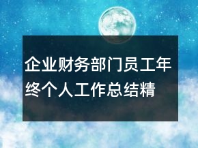 企業(yè)財(cái)務(wù)部門員工年終個(gè)人工作總結(jié)精選