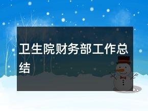 衛(wèi)生院財(cái)務(wù)部工作總結(jié)