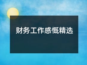 財務(wù)工作感慨精選