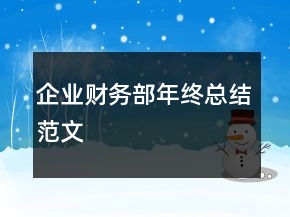 企業(yè)財(cái)務(wù)部年終總結(jié)范文