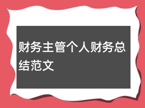 財務(wù)主管個人財務(wù)總結(jié)范文