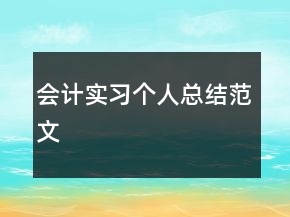會(huì)計(jì)實(shí)習(xí)個(gè)人總結(jié)范文