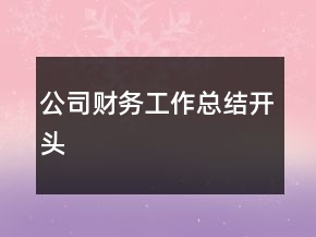 公司財(cái)務(wù)工作總結(jié)開(kāi)頭