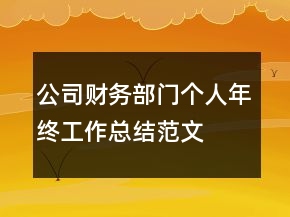 公司財(cái)務(wù)部門個(gè)人年終工作總結(jié)范文