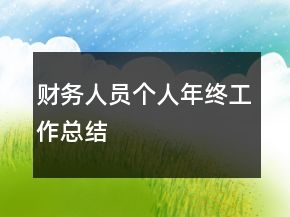 財(cái)務(wù)人員個(gè)人年終工作總結(jié)