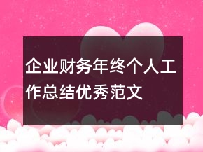 企業(yè)財務(wù)年終個人工作總結(jié)優(yōu)秀范文