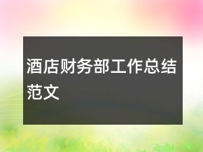 酒店財務部工作總結范文