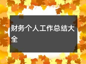 財(cái)務(wù)個(gè)人工作總結(jié)大全