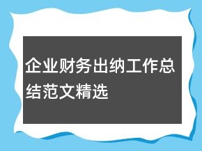 企業(yè)財(cái)務(wù)出納工作總結(jié)范文精選