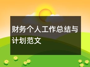 財務個人工作總結與計劃范文