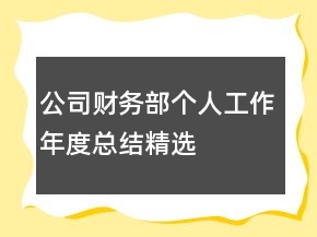 公司財務(wù)部個人工作年度總結(jié)精選