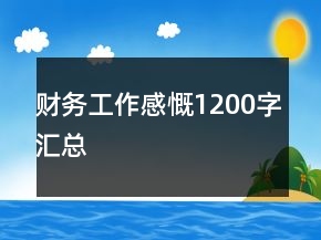 財(cái)務(wù)工作感慨1200字匯總