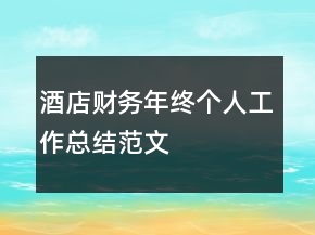 酒店財(cái)務(wù)年終個(gè)人工作總結(jié)范文