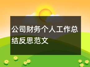 公司財務(wù)個人工作總結(jié)反思范文