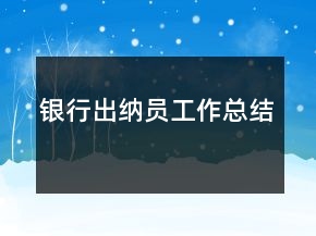 銀行出納員工作總結