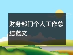 財務部門個人工作總結范文