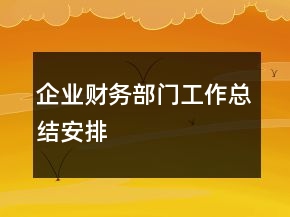 企業(yè)財務(wù)部門工作總結(jié)安排