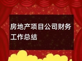 房地產(chǎn)項(xiàng)目公司財(cái)務(wù)工作總結(jié)