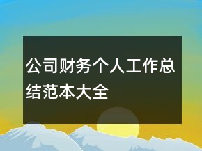 公司財務(wù)個人工作總結(jié)范本大全