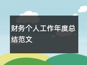 財務(wù)個人工作年度總結(jié)范文