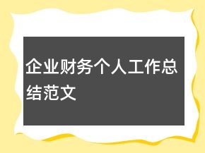 企業(yè)財(cái)務(wù)個(gè)人工作總結(jié)范文