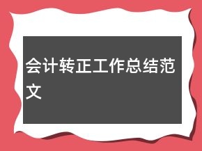 會計轉(zhuǎn)正工作總結(jié)范文